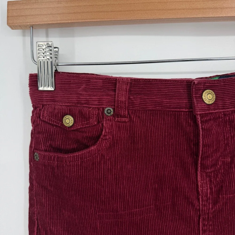 Ralph Lauren‎ Girl's Burgundy Corduroy Pleated Skirt Preppy Sz 6X